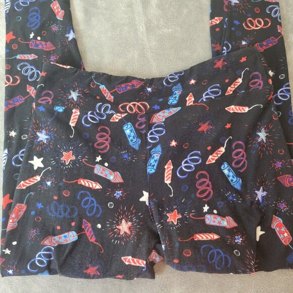 Fourth of July Lularoe Womens Pants TC Tall Curvy Leggings Firecracker B14E - Picture 3 of 10